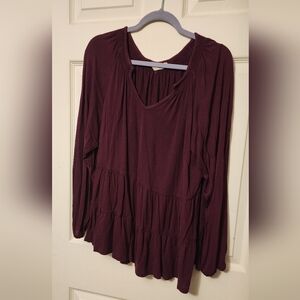 Terra & Sky Deep Burgundy Blouse